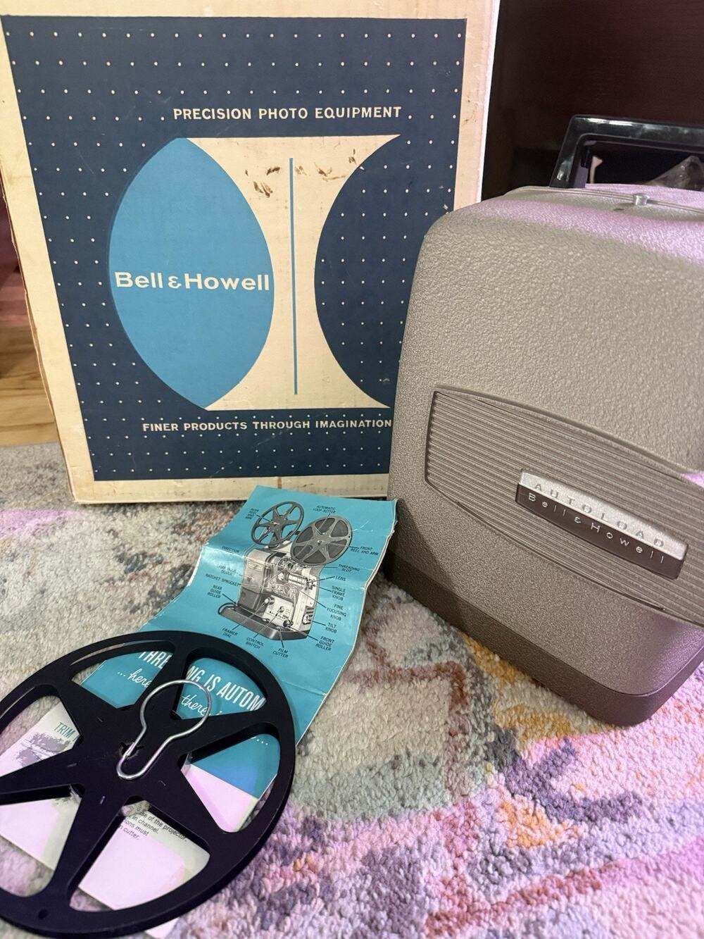 Vintage Bell & Howell 1950s 245 Bay 8mm Film Movie Projector Tested Works In Box